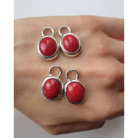 Серьги серебряные с кораллом